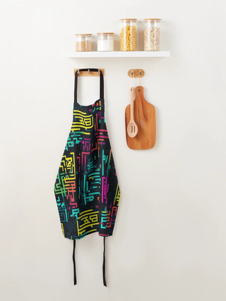 Thumbnail 4 of 6, Apron, Digital Code Abstract Pattern designed and sold by SideSignal.