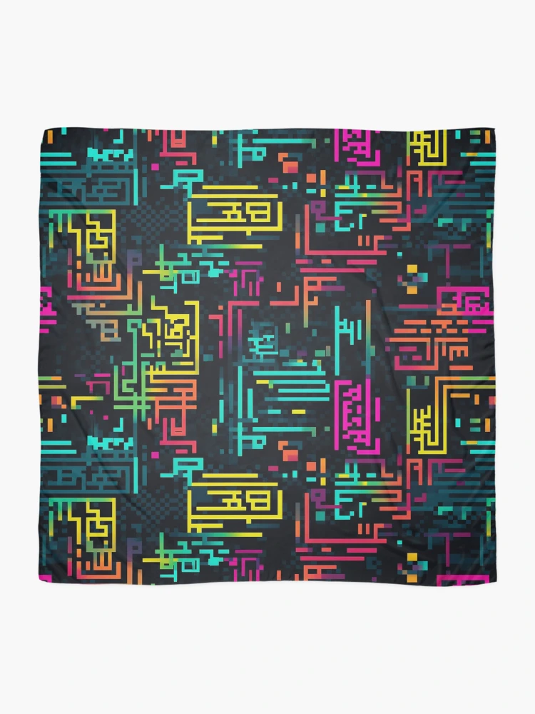 Thumbnail 2 of 3, Scarf, Digital Code Abstract Pattern designed and sold by SideSignal.