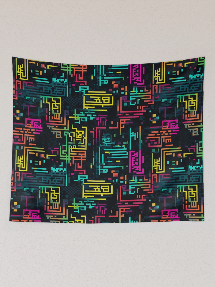 Thumbnail 2 of 3, Tapestry, Digital Code Abstract Pattern designed and sold by SideSignal.