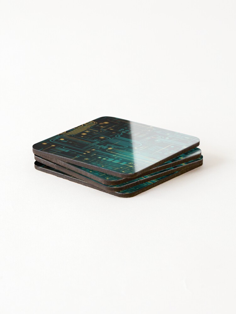 Thumbnail 4 of 5, Coasters (Set of 4), Digital Code Abstract Pattern designed and sold by SideSignal.