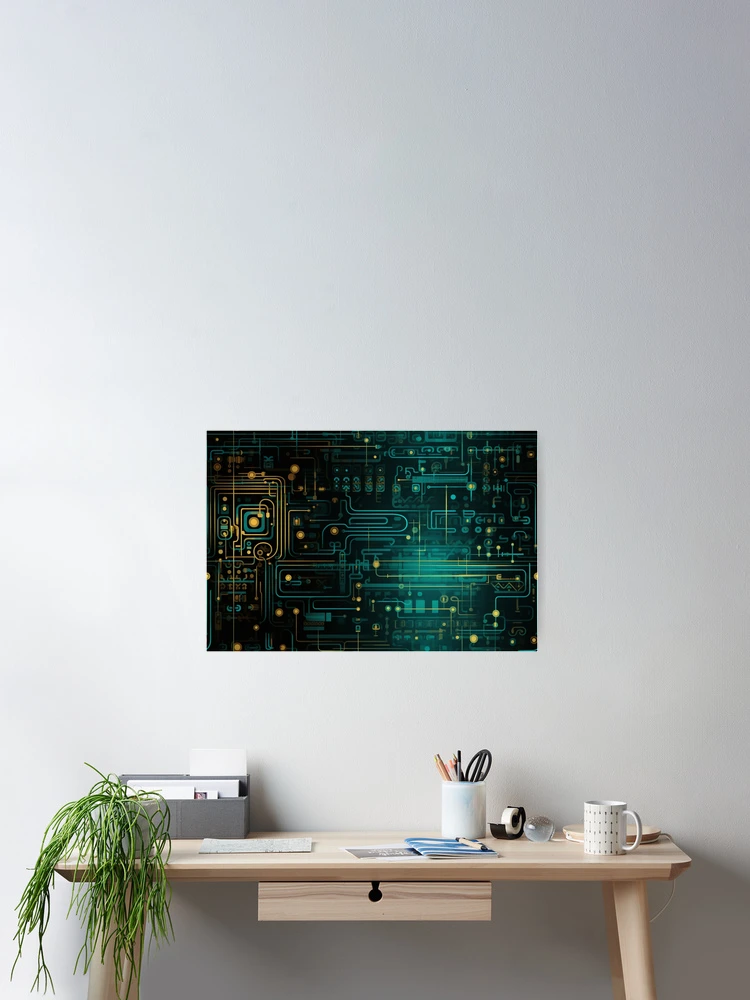 Thumbnail 2 of 3, Poster, Digital Code Abstract Pattern designed and sold by SideSignal.