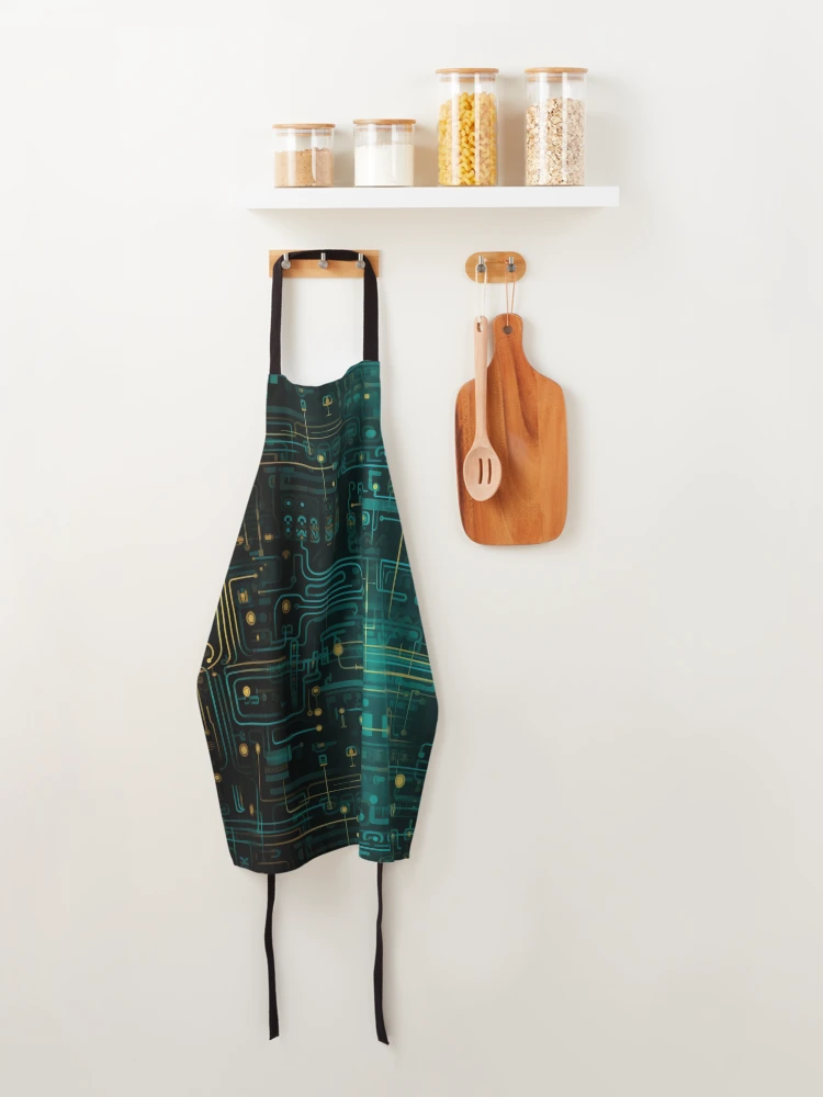 Thumbnail 4 of 6, Apron, Digital Code Abstract Pattern designed and sold by SideSignal.