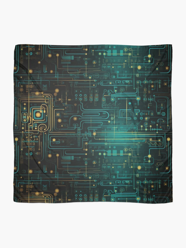Thumbnail 2 of 3, Scarf, Digital Code Abstract Pattern designed and sold by SideSignal.