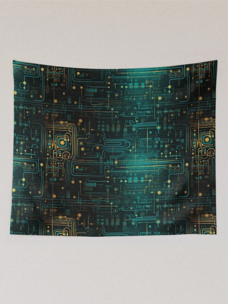 Thumbnail 2 of 3, Tapestry, Digital Code Abstract Pattern designed and sold by SideSignal.