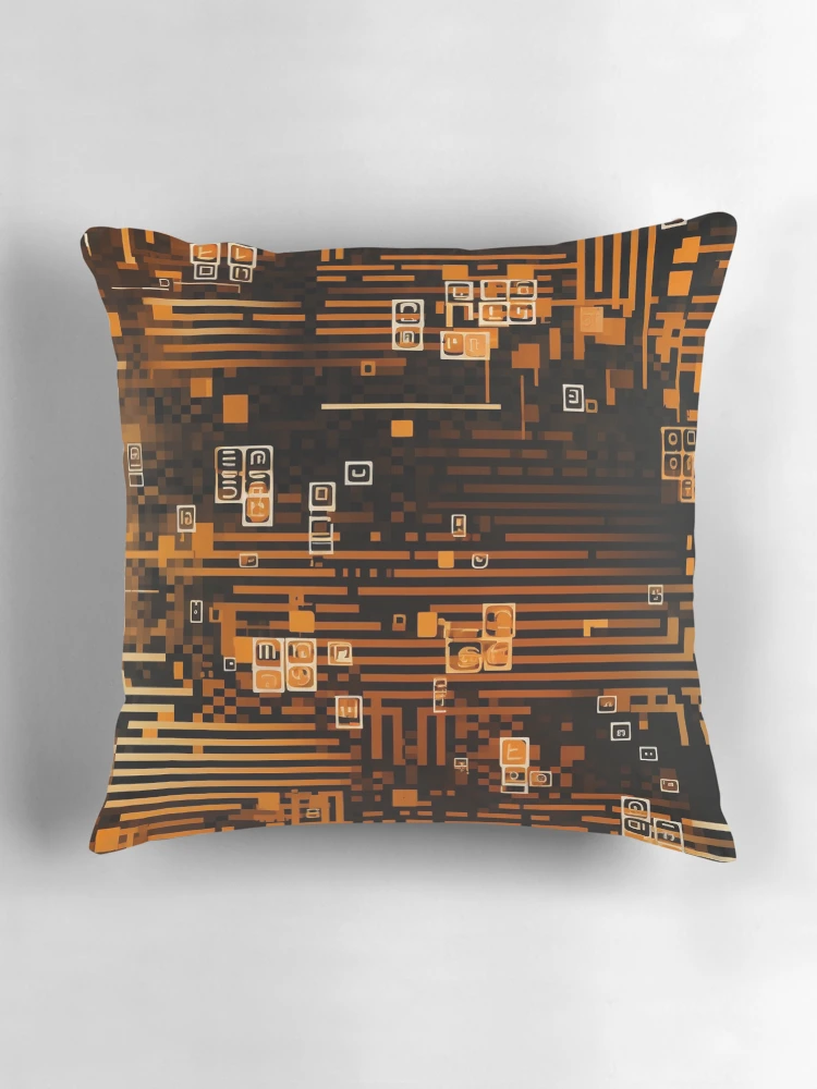 Thumbnail 3 of 4, Pillow, Digital Code Abstract Pattern designed and sold by SideSignal.