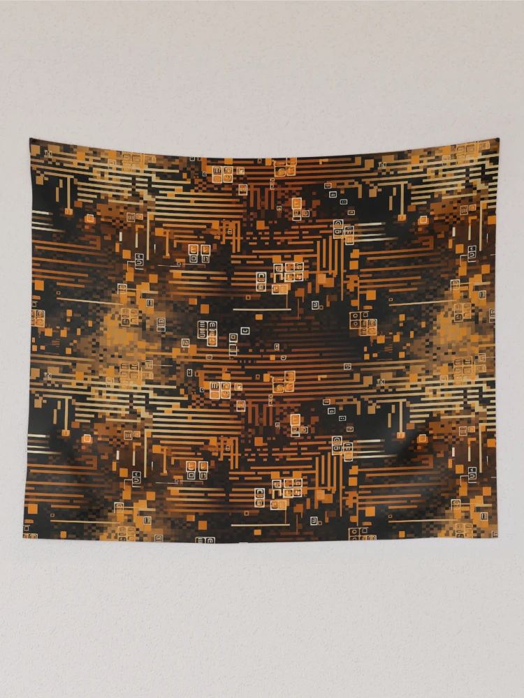 Thumbnail 2 of 3, Tapestry, Digital Code Abstract Pattern designed and sold by SideSignal.