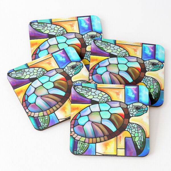 Item preview, Sea Turtle Stained Glass design designed and sold by CattyCornerPOD.