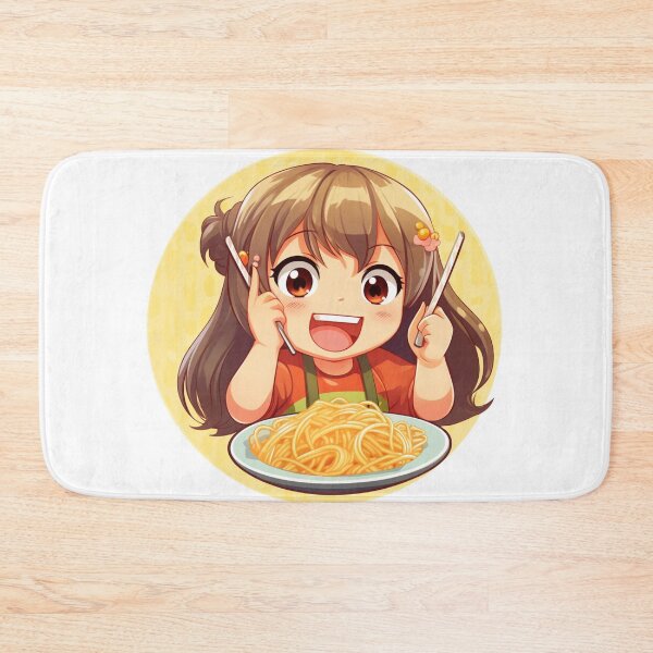 Item preview, Cute Girl Eating Spaghetti designed and sold by Riverside-Moon.