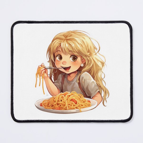 Item preview, Cute Girl Eating Spaghetti designed and sold by Riverside-Moon.