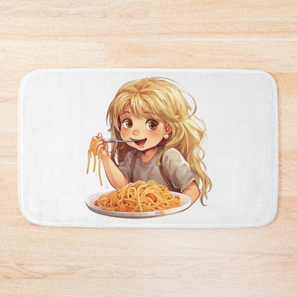 Item preview, Cute Girl Eating Spaghetti designed and sold by Riverside-Moon.