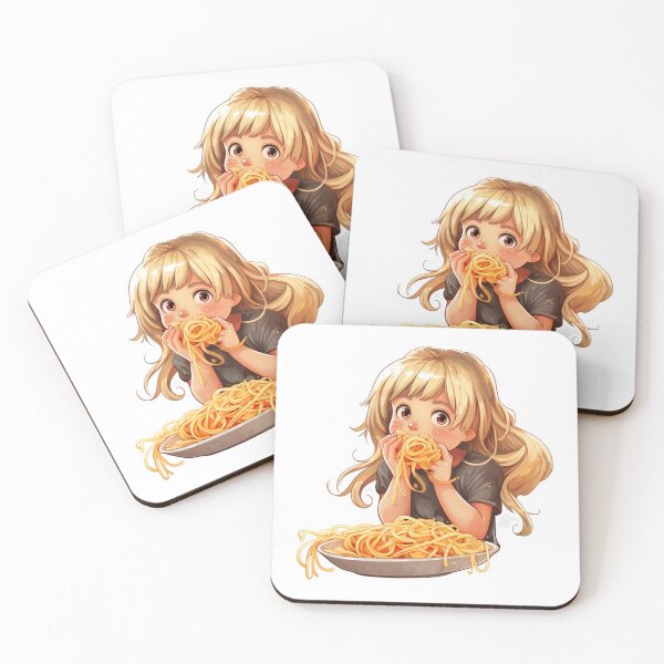 Item preview, Cute Girl Eating Spaghetti designed and sold by Riverside-Moon.