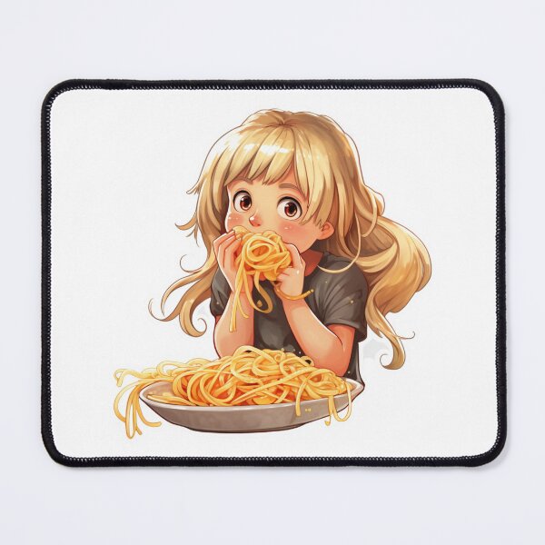 Item preview, Cute Girl Eating Spaghetti designed and sold by Riverside-Moon.