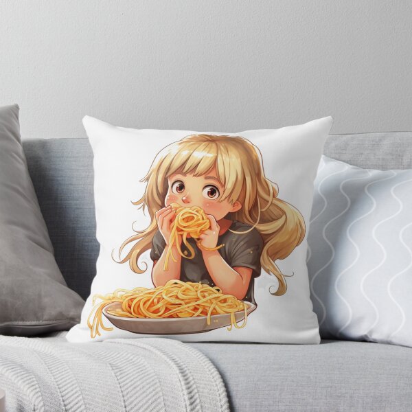 Item preview, Cute Girl Eating Spaghetti designed and sold by Riverside-Moon.