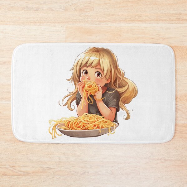 Item preview, Cute Girl Eating Spaghetti designed and sold by Riverside-Moon.