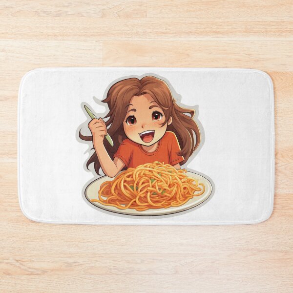 Item preview, Cute Girl Eating Spaghetti designed and sold by Riverside-Moon.