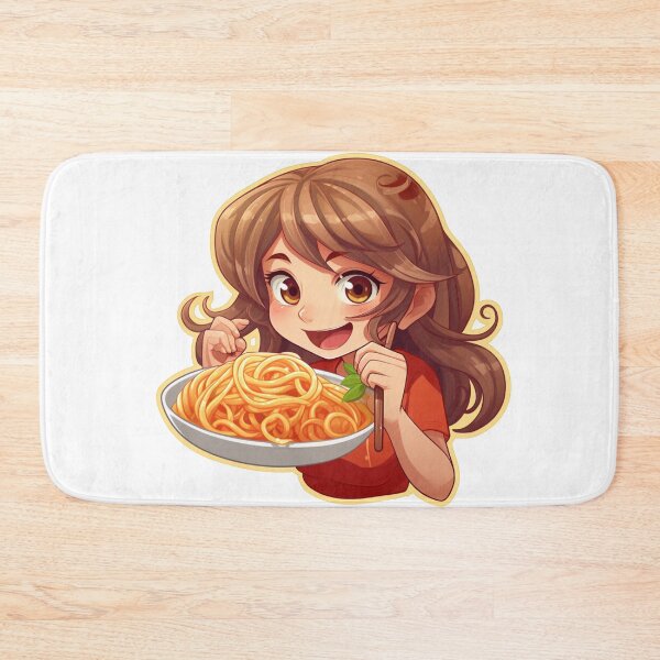 Item preview, Cute Girl Eating Spaghetti designed and sold by Riverside-Moon.