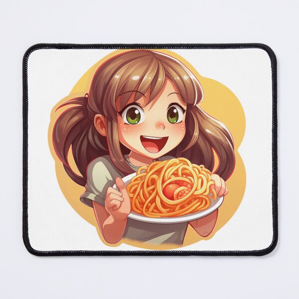Item preview, Cute Girl Eating Spaghetti designed and sold by Riverside-Moon.