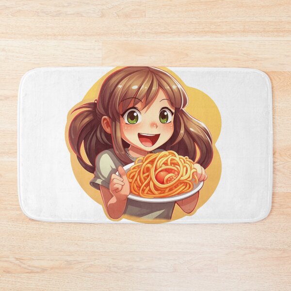 Item preview, Cute Girl Eating Spaghetti designed and sold by Riverside-Moon.