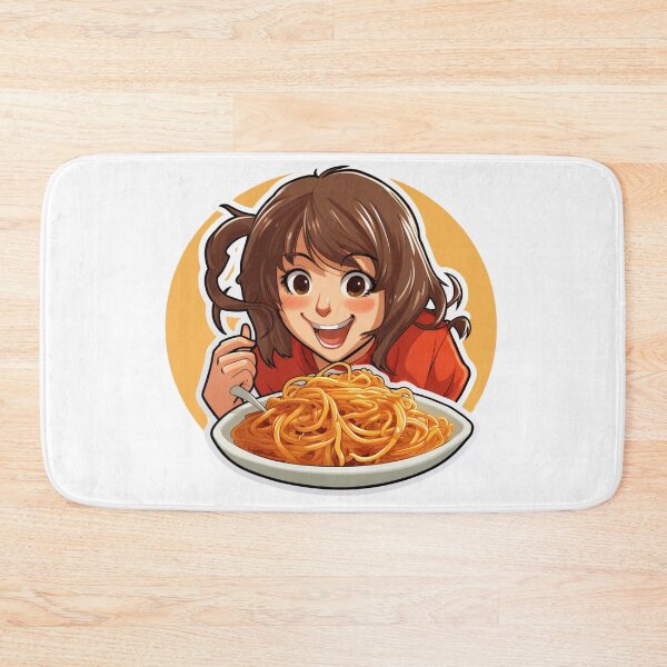 Item preview, Cute Girl Eating Spaghetti designed and sold by Riverside-Moon.