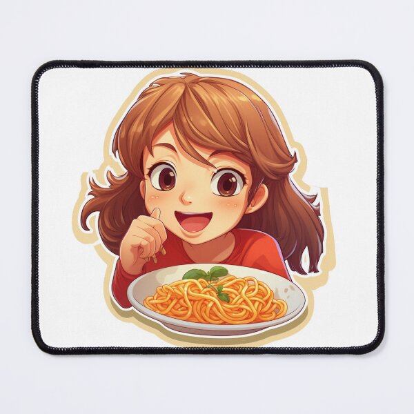 Item preview, Cute Girl Eating Spaghetti designed and sold by Riverside-Moon.
