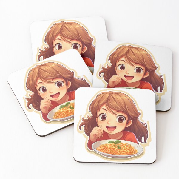 Item preview, Cute Girl Eating Spaghetti designed and sold by Riverside-Moon.