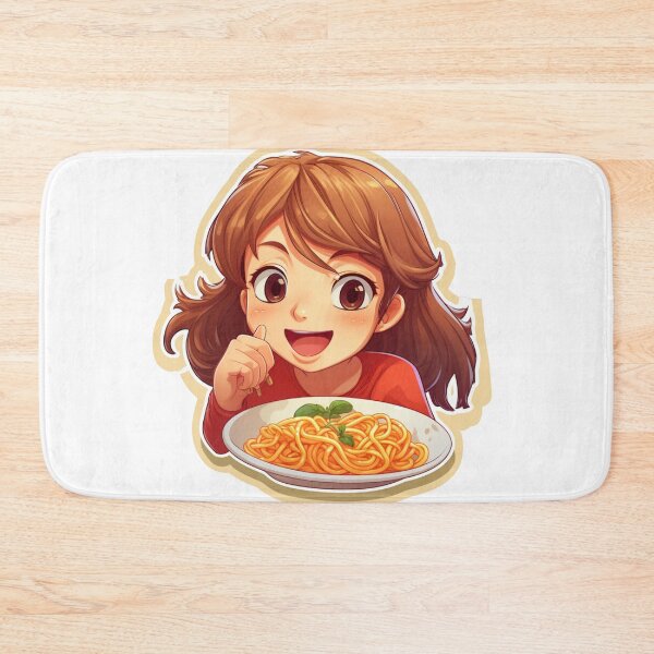 Item preview, Cute Girl Eating Spaghetti designed and sold by Riverside-Moon.