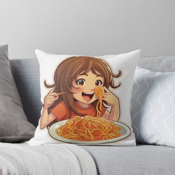Item preview, Cute Girl Eating Spaghetti designed and sold by Riverside-Moon.