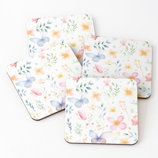 Item preview, flowers and butterflies, abstract, hand-drawn, watercolor illustrations designed and sold by aiartbay.