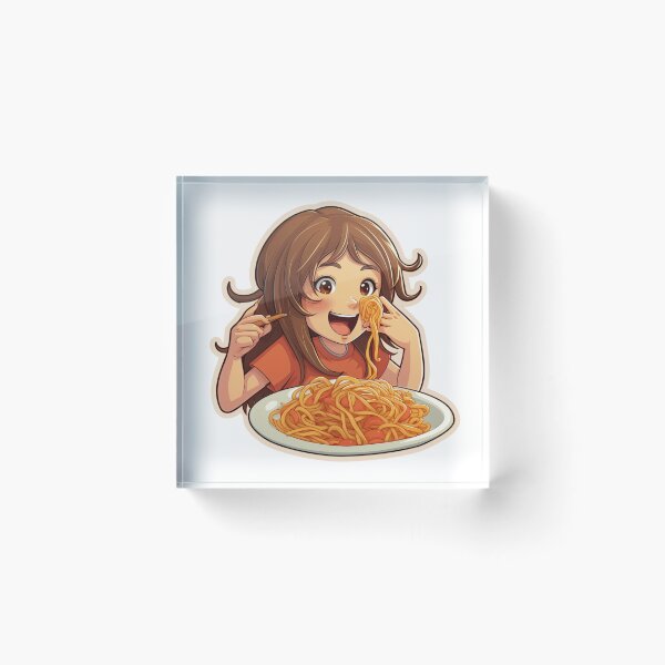Item preview, Cute Girl Eating Spaghetti designed and sold by Riverside-Moon.