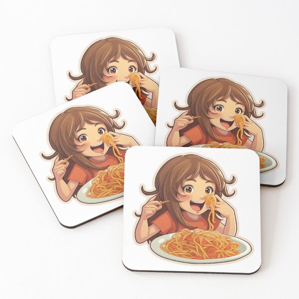 Item preview, Cute Girl Eating Spaghetti designed and sold by Riverside-Moon.