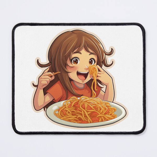 Item preview, Cute Girl Eating Spaghetti designed and sold by Riverside-Moon.