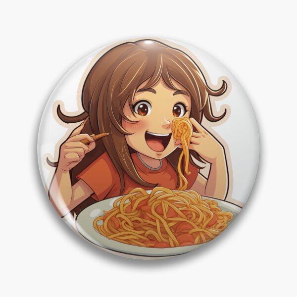 Item preview, Cute Girl Eating Spaghetti designed and sold by Riverside-Moon.