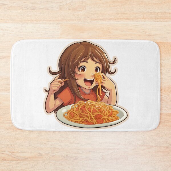 Item preview, Cute Girl Eating Spaghetti designed and sold by Riverside-Moon.