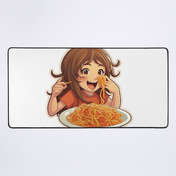 Item preview, Cute Girl Eating Spaghetti designed and sold by Riverside-Moon.