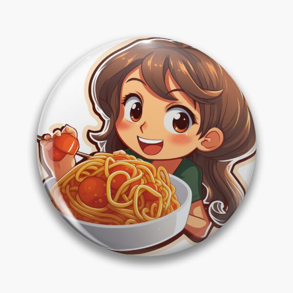 Item preview, Cute Girl Eating Spaghetti designed and sold by Riverside-Moon.