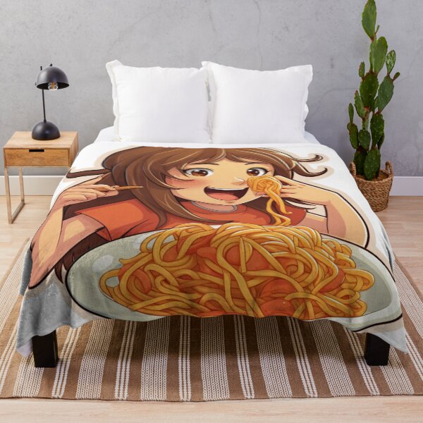 Item preview, Cute Girl Eating Spaghetti designed and sold by Riverside-Moon.