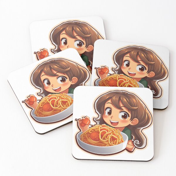 Item preview, Cute Girl Eating Spaghetti designed and sold by Riverside-Moon.