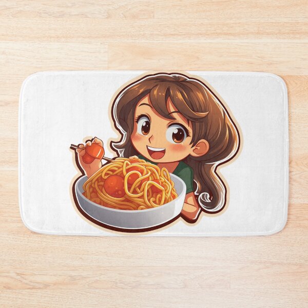 Item preview, Cute Girl Eating Spaghetti designed and sold by Riverside-Moon.
