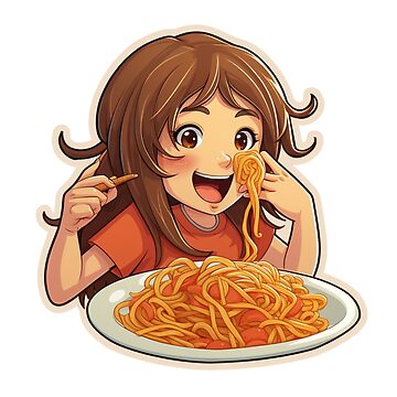 Artwork thumbnail, Cute Girl Eating Spaghetti by Riverside-Moon