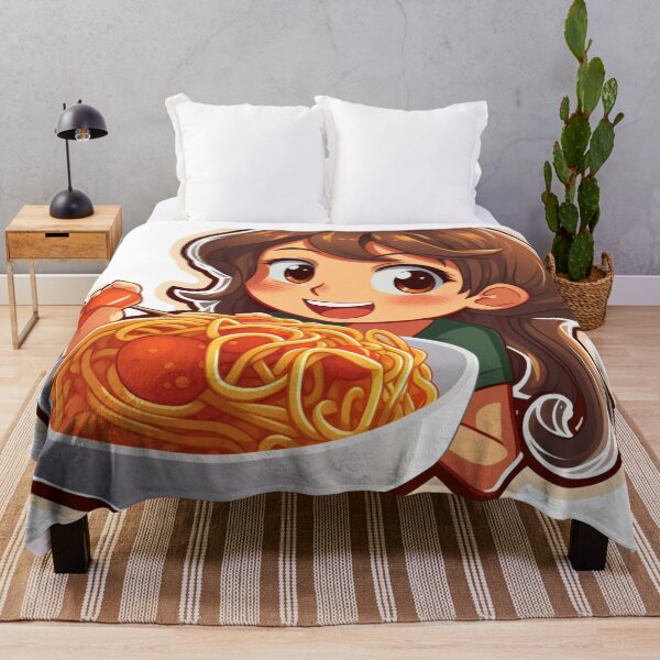 Item preview, Cute Girl Eating Spaghetti designed and sold by Riverside-Moon.