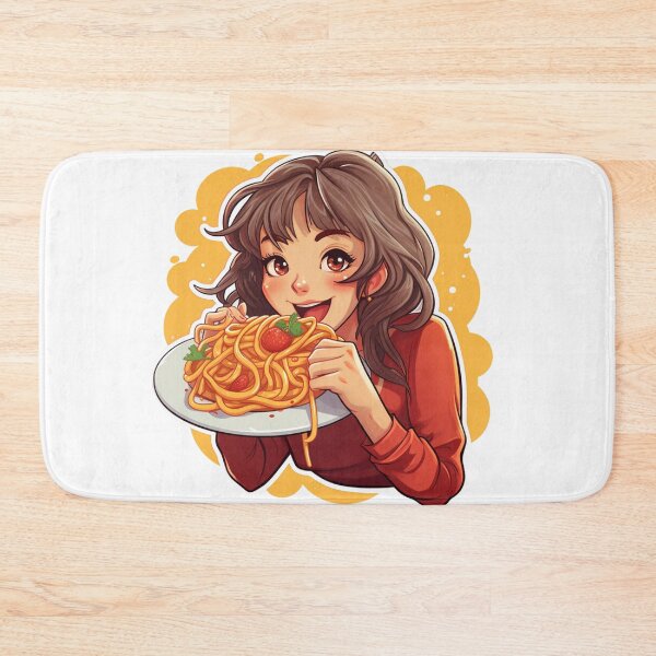Item preview, Cute Girl Eating Spaghetti designed and sold by Riverside-Moon.