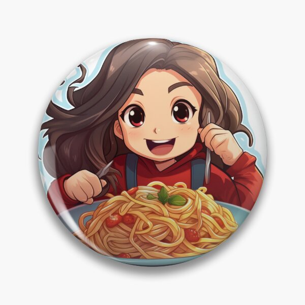 Item preview, Cute Girl Eating Spaghetti designed and sold by Riverside-Moon.