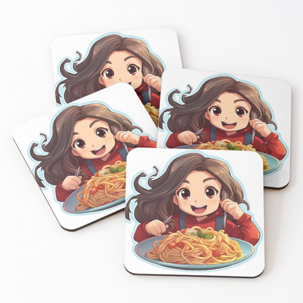 Item preview, Cute Girl Eating Spaghetti designed and sold by Riverside-Moon.