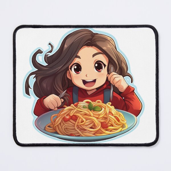 Item preview, Cute Girl Eating Spaghetti designed and sold by Riverside-Moon.