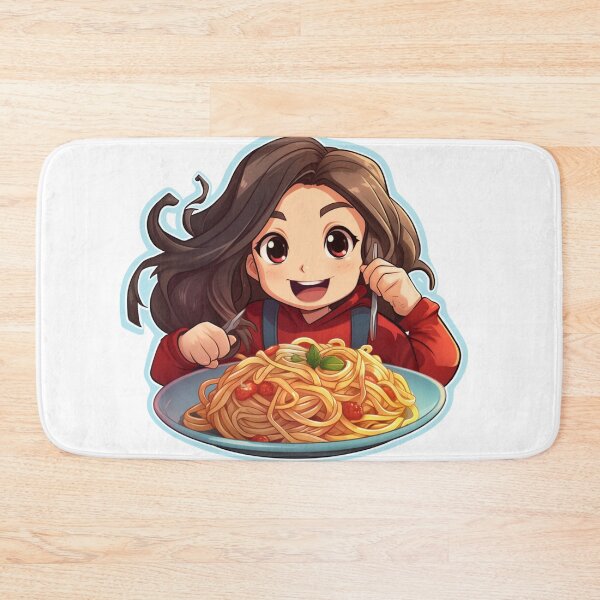 Item preview, Cute Girl Eating Spaghetti designed and sold by Riverside-Moon.