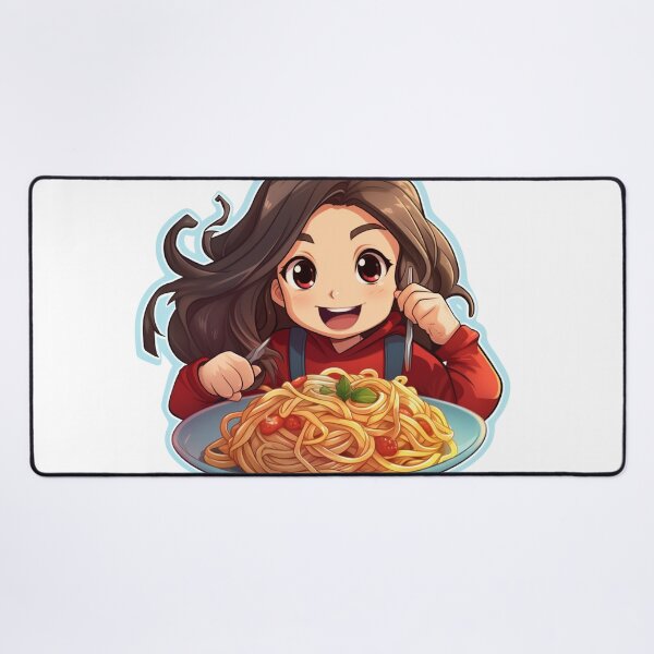 Item preview, Cute Girl Eating Spaghetti designed and sold by Riverside-Moon.