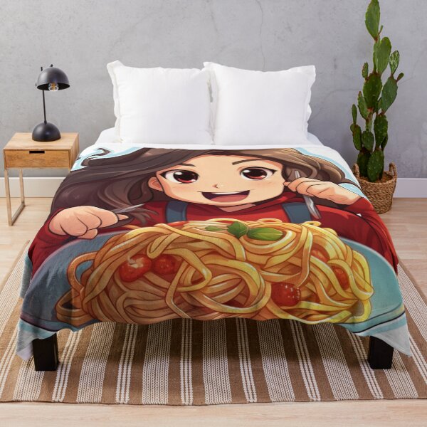 Item preview, Cute Girl Eating Spaghetti designed and sold by Riverside-Moon.