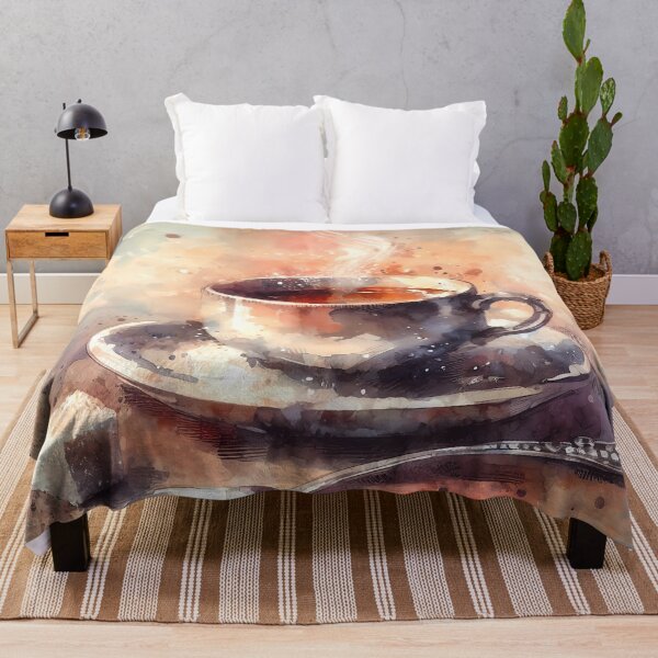 Artikelvorschau, Eine Tasse Kaffee mit Zuckerwürfeln und Löffel-Aquarellmalerei entworfen und verkauft von Lyssarien.