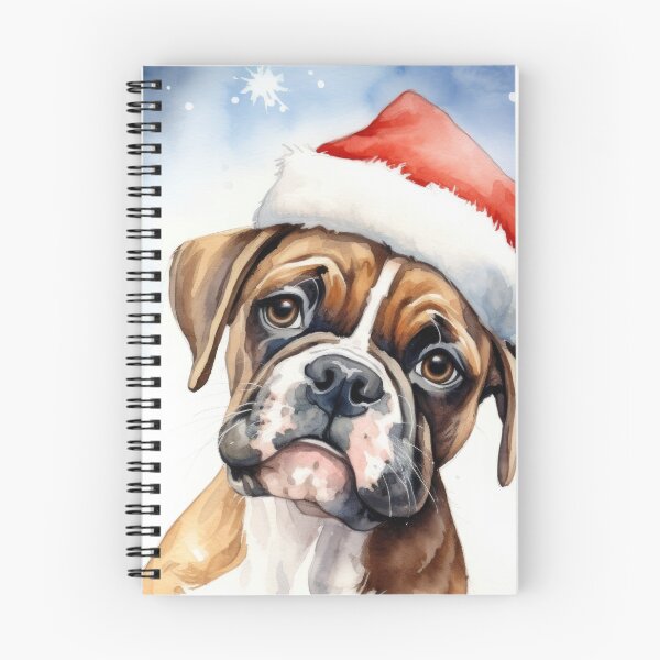 Item preview, lindo perro navideño, cachorro boxer como Papá Noel designed and sold by WallyPink.