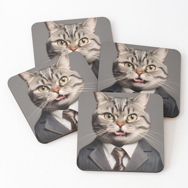 Item preview, Corporate Punk Cat in Light Maroon & Gray Suit  designed and sold by TinyTints.